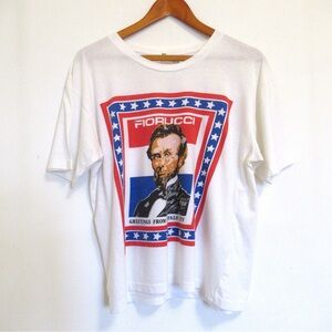 Vintage 90s Fiorucci Single Stitch Abraham Lincoln T-Shirt M Graphic Pop Rare